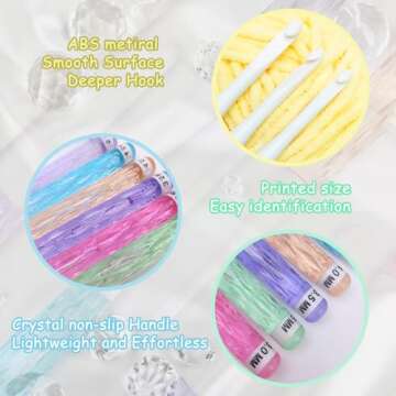 Lewhoo Plastic Crochet Hooks with Case, Inline Crochet Hooks with Long Shaft 2.5mm-6mm (C-J)