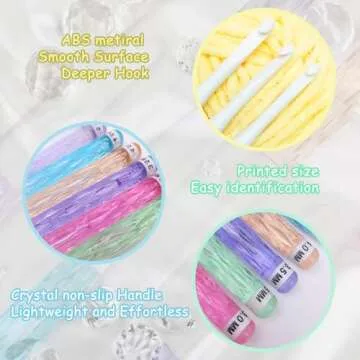 Lewhoo Plastic Crochet Hooks with Case, Inline Crochet Hooks with Long Shaft 2.5mm-6mm (C-J)