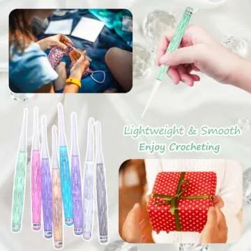 Lewhoo Plastic Crochet Hooks with Case, Inline Crochet Hooks with Long Shaft 2.5mm-6mm (C-J)