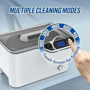LifeBasis Utrasonic Jewelry Ring Cleaner, Professional Ultrasonic Jewelry Cleaning Machine 20 Ounces (600ML) Sonic Glasses Cleaner with Digital Timer, Watch Holder for Ring, Coin, Watch, Gold (White)