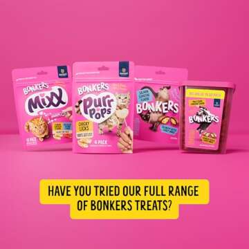 Bonkers Purrpops, Freeze Dried Salmon Flavored Lollipop Cat Treats, Cat Treats, Treats for Training, for All Breeds and Ages, Food Topper (4 Pieces)