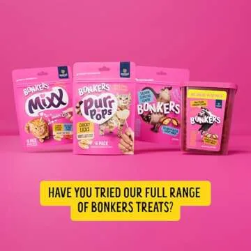 Bonkers Purrpops, Freeze Dried Salmon Flavored Lollipop Cat Treats, Cat Treats, Treats for Training, for All Breeds and Ages, Food Topper (4 Pieces)