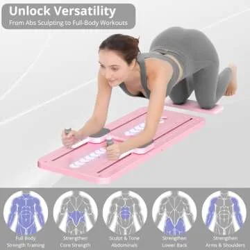 JANUA Pilates Board - 2024 Pilates Reformer Set, Multi-Purpose Foldable Pilates Reformer Board for Home, 5 in 1 Pilates Sliding Board (Pink)