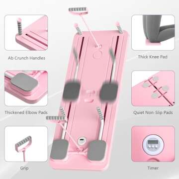 JANUA Pilates Board - 2024 Pilates Reformer Set, Multi-Purpose Foldable Pilates Reformer Board for Home, 5 in 1 Pilates Sliding Board (Pink)