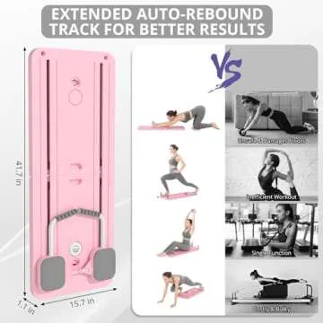 JANUA Pilates Board - 2024 Pilates Reformer Set, Multi-Purpose Foldable Pilates Reformer Board for Home, 5 in 1 Pilates Sliding Board (Pink)