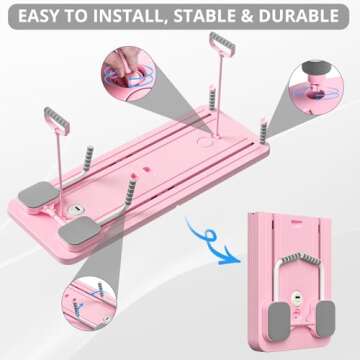 JANUA Pilates Board - 2024 Pilates Reformer Set, Multi-Purpose Foldable Pilates Reformer Board for Home, 5 in 1 Pilates Sliding Board (Pink)