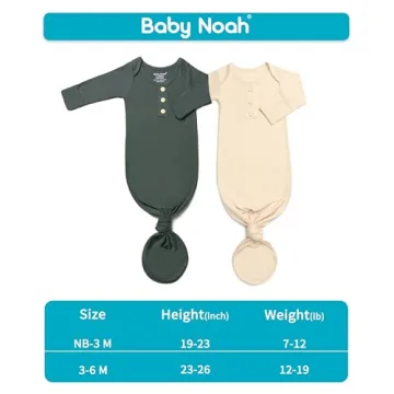Baby Noah Knotted Gown Set with Hat for Newborns