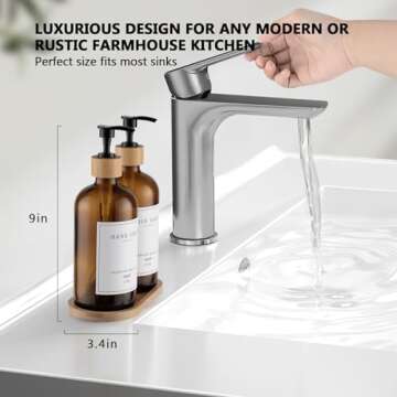 Stylish Amber Glass Soap Dispenser Set - Elegant Bathroom & Kitchen Accessory