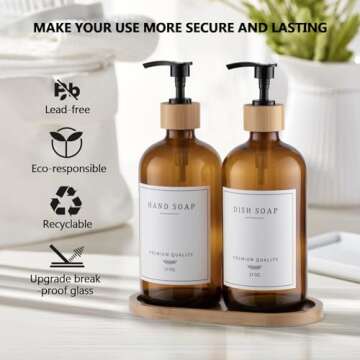 Stylish Amber Glass Soap Dispenser Set for Home Use
