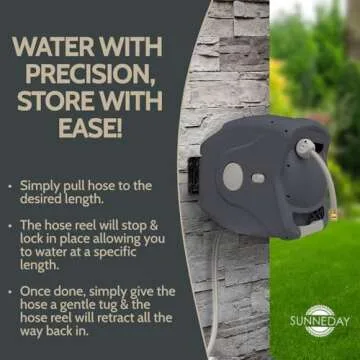 Sunneday 100ft Retractable Hose Reel - Ultimate Garden Hose Management