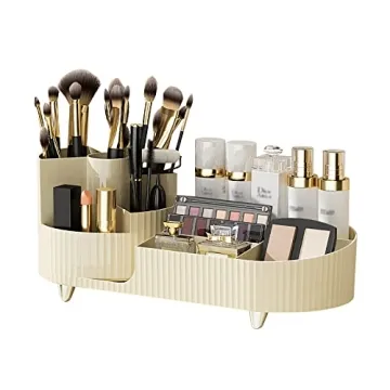 DASITON Large Capacity Makeup Brush Holder,360° Rotating Makeup Organizer,9 Slot Makeup Brushes Cup...