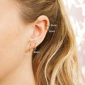 316L Surgical Stainless Steel Gold Hoop Earrings 6mm 8mm 10mm 12mm Huggie Hypoallergenic Earrings Hoop Cartilage Helix Lobes Hinged Sleeper Earrings For Women Men