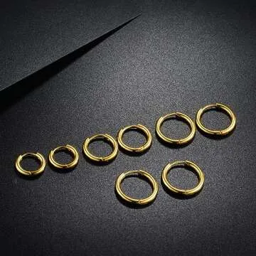 316L Surgical Stainless Steel Gold Hoop Earrings 6mm 8mm 10mm 12mm Huggie Hypoallergenic Earrings Hoop Cartilage Helix Lobes Hinged Sleeper Earrings For Women Men