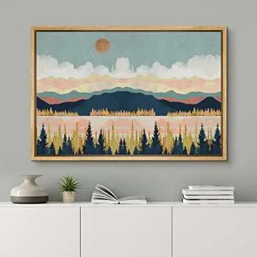 SIGNFORD Framed Canvas Home Artwork Decoration Abstract Mountain Nature Scenery Canvas Wall Art Woodland Nursery Decor for Living Room, Bedroom - 24x36 inches
