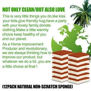 Natural Plant Based Scrub Sponge 12 Pack - Eco-Friendly Kitchen Cleaning