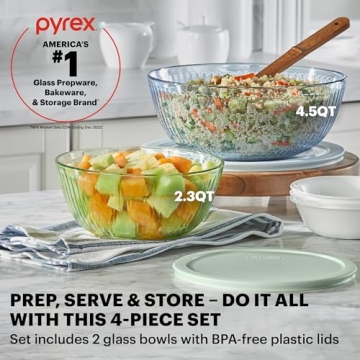 Stylish Pyrex Colors Mixing Bowls with Lids Set