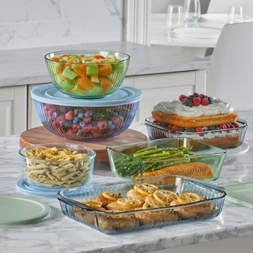 Stylish Pyrex Colors Mixing Bowls with Lids Set