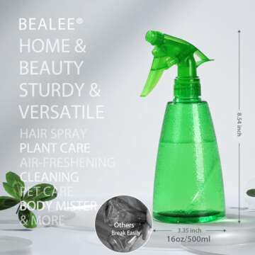 Bealee Spray Bottles 3-Pack, 16 Oz, Mist & Stream, Plastic Water Spray Bottle for Hair, Essential Oils, Plants, Cleaning Solutions, BBQ, Cat Dog Correction Behavior - Leak Proof - Empty Spray Bottles