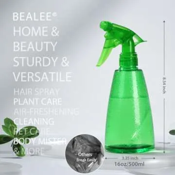 Bealee Multicolor Spray Bottles 3-Pack, 16 Oz, Leakproof