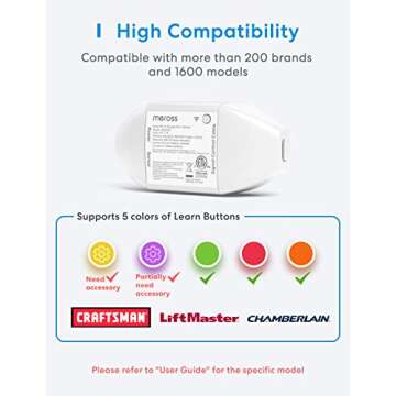 meross Smart Garage Door Opener Remote, Compatible with Apple HomeKit, Amazon Alexa, Google Assistant, SmartThings, Multiple Notification Modes, No Hub Needed