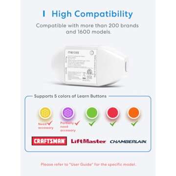 meross Smart Garage Door Opener Remote, Compatible with Apple HomeKit, Amazon Alexa, Google Assistant, SmartThings, Multiple Notification Modes, No Hub Needed