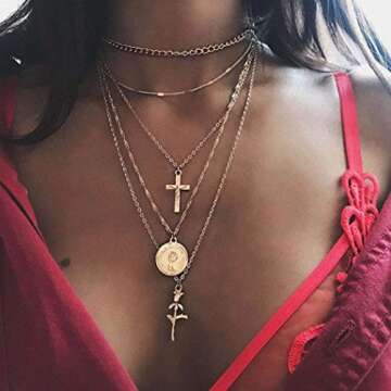 Fstrend Holy Layered Cross Necklace for Elegant Women