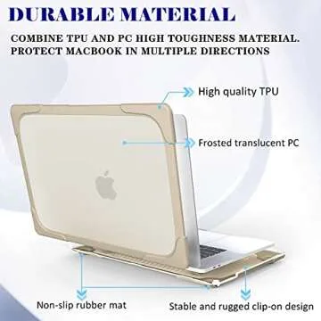 Mektron for MacBook Pro 13 inch Case M1 M2 A2338 A2289 A2251 Touch Bar & Touch ID 2022 2021 2020 Release, Heavy Duty Slim Hard Shell Dual Layer Protective Cover with Fold Kickstand, Khaki