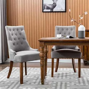 Elegant COLAMY Wingback Upholstered Dining Chairs Set of 4 with Tufted Design for Home Dining and Li...