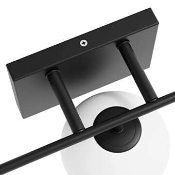Tipace Mid Century Modern Bathroom Vanity Lights Fixtures 3-Light Black Milk White Globe Glass Industrial Vanity Lighting Over Mirror (Exclude Bulb)