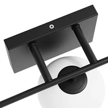 Tipace Mid Century Modern Bathroom Vanity Lights Fixtures 3-Light Black Milk White Globe Glass Industrial Vanity Lighting Over Mirror (Exclude Bulb)