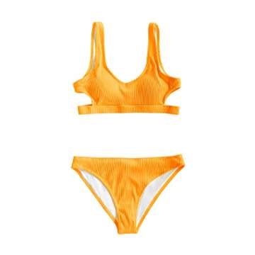 CUPSHE Women's Bikini Swimsuit Cutout Low Waisted Tank Two Piece Bathing Suit, L Yellow