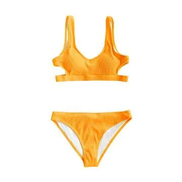 CUPSHE Women's Bikini Swimsuit Cutout Low Waisted Tank Two Piece Bathing Suit, L Yellow