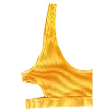 CUPSHE Women's Bikini Swimsuit Cutout Low Waisted Tank Two Piece Bathing Suit, L Yellow