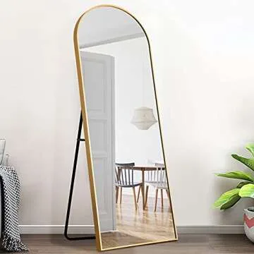 NeuType 71"x24" Arched Full Length Mirror Large Arched Mirror Floor Mirror with Stand Large Bedroom Mirror Standing or Leaning Against Wall Aluminum Alloy Frame Dressing Mirror, Gold