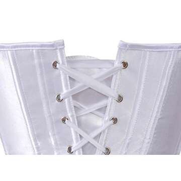 Women's Bustier Corset Top Sexy Lingerie Sets White Satin Waist Cincher
