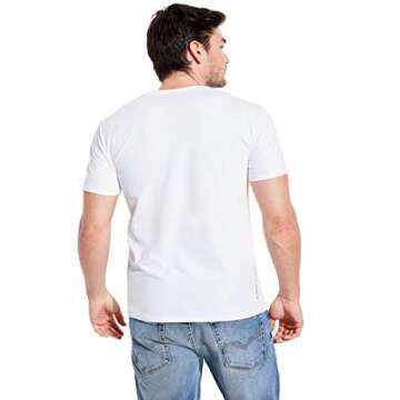 GUESS Men's Crewneck Short Sleeve Color Shades Tee, True White, X-Large