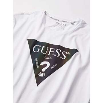 GUESS Men's Crewneck Short Sleeve Color Shades Tee, True White, X-Large