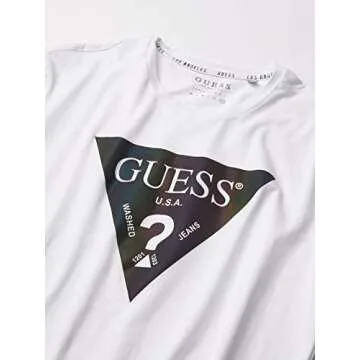 GUESS Men's Iridescent Logo Crewneck Tee in White