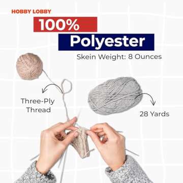 (Ivory) Yarn Bee Jumbo Yarn for Crocheting & Knitting – Soft Yarn Skein – 28 Yards of 100% Polyester Yarn for Crocheting Blankets, Hats, & More – DIY Handcrafting