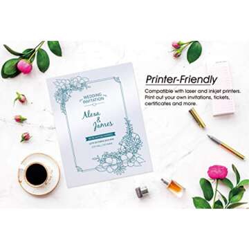 Bubbley White Shimmer Paper - 100-Pack Metallic Cardstock Paper, 92 lb Cover, Double Sided, Printer Friendly - Perfect for Weddings, Birthdays, Craft Use, Letter Size Sheets, 8.5 x 11 Inches