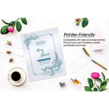 Bubbley White Shimmer Paper - 100-Pack Metallic Cardstock Paper, 92 lb Cover, Double Sided, Printer Friendly - Perfect for Weddings, Birthdays, Craft Use, Letter Size Sheets, 8.5 x 11 Inches