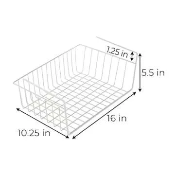 Smart Design Medium Undershelf Storage Basket - Snug Fit