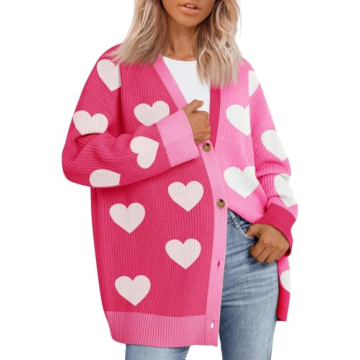 Saodimallsu Women’s Heart Cardigan - Cute Oversized Sweater
