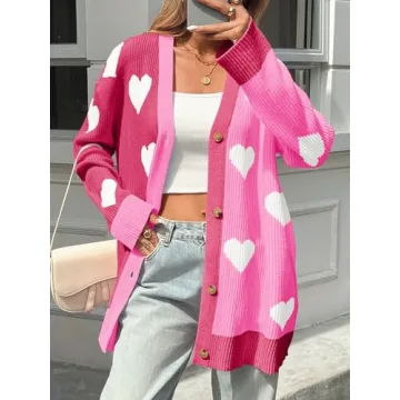 Saodimallsu Women’s Heart Cardigan - Cute Oversized Sweater