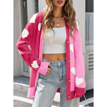 Saodimallsu Women’s Heart Cardigan - Cute Oversized Sweater