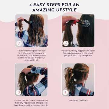 Pony Popper Hair Clip - Ultimate Solution for Full, Voluminous, and Natural Ponytails with Minimal Effort - Versatile Hair Clip for All Hair Types (Clear)