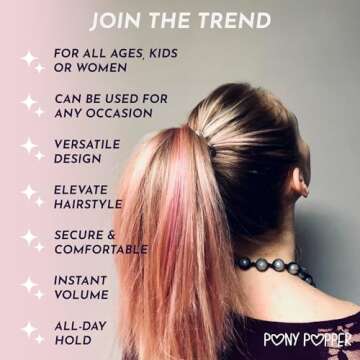 Pony Popper Hair Clip - Ultimate Solution for Full, Voluminous, and Natural Ponytails with Minimal Effort - Versatile Hair Clip for All Hair Types (Clear)