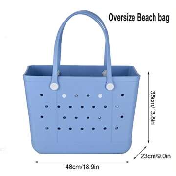 futaiphy Large Rubber Beach Bag, Waterproof Sandproof OutdoorTote Bag, Durable Open Tote Bag with Holes for Beach Sports, Xl-green