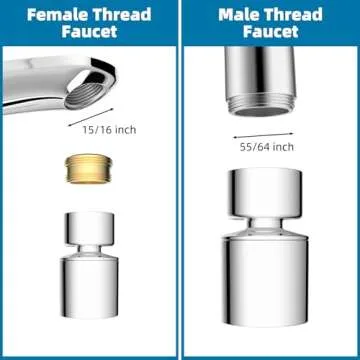 Hibbent NSF/ANSI/CAN 61 Certified Faucet Aerator, CUPC Certification 360° Twist Kitchen Sink Aerator, Dual-function Sink Sprayer Attachment, Faucet Replacement Part 55/64'' Female Thread, Chrome