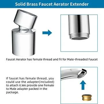 Hibbent NSF/ANSI/CAN 61 Certified Faucet Aerator, CUPC Certification 360° Twist Kitchen Sink Aerator, Dual-function Sink Sprayer Attachment, Faucet Replacement Part 55/64'' Female Thread, Chrome